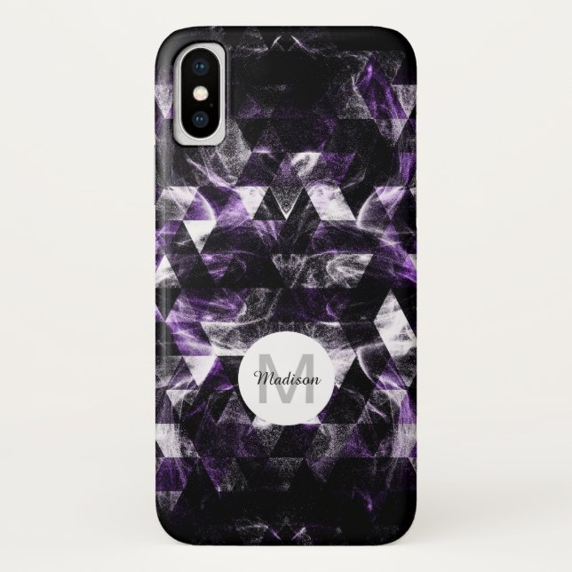 Capa Para iPhone, Case-Mate Monograma de Galáxia de Enfumaçados Roxos Geométri (Verso)