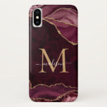 Capa Para iPhone Da Case-Mate Monograma de Gemstone Gemstone, Agate Glitter Verm<br><div class="desc">Moderna Glam Burgundy Red Glitter Sparkle Agate Geode Legista do Monograma Feminino Nome da Capa de telefone</div>