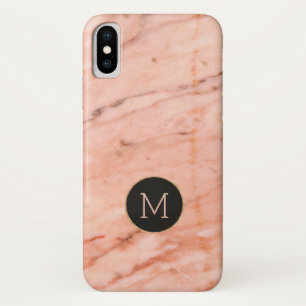 Capa Para iPhone X monograma de impressão de pedra mármore rosa-gold