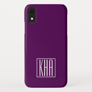 Capa Para iPhone Da Case-Mate Monograma de Iniciais Branco Sobre Roxo Profundo