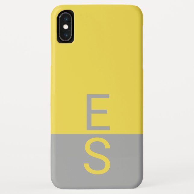 Capa Para iPhone, Case-Mate Monograma de Iniciais Modernas Amarelo e Cinza (Verso)