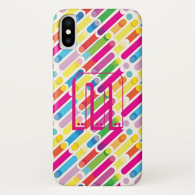Capa Para iPhone, Case-Mate Monograma de Linhas Diagonais do Arco-Íris Pop (Verso)