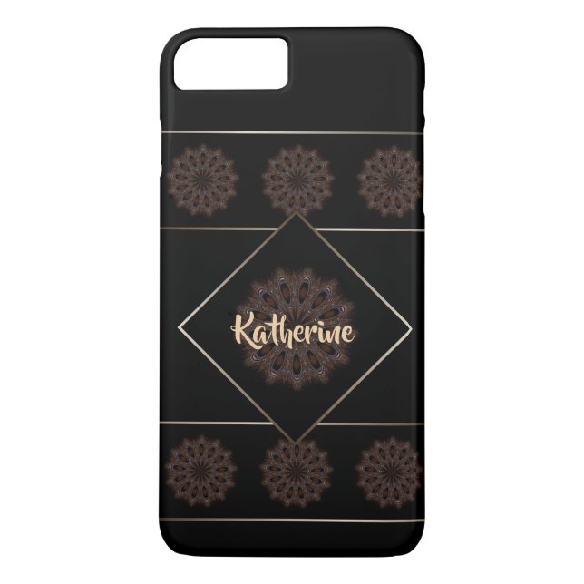 Capa Para iPhone, Case-Mate Monograma de Mandala Rústica Marrom Terroso (Verso)
