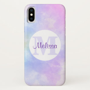 Capa Para iPhone Da Case-Mate Monograma de na moda púrpura cor azul de água