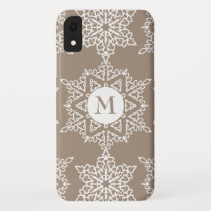 Capa Para iPhone Da Case-Mate Monograma de Natal com Flocos de Neve Dourados