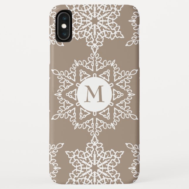 Capa Para iPhone, Case-Mate Monograma de Natal com Flocos de Neve Dourados (Verso)