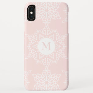 Capa Para iPhone Da Case-Mate Monograma de Natal com Flocos de Neve Rosa Esbranq
