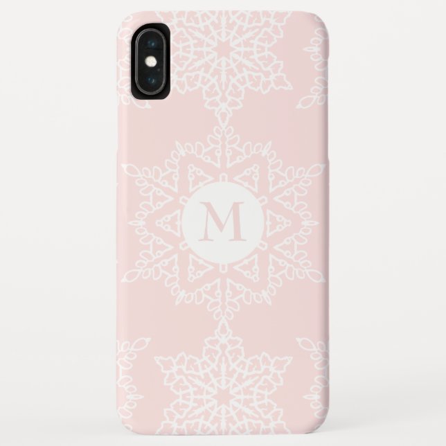 Capa Para iPhone, Case-Mate Monograma de Natal com Flocos de Neve Rosa Esbranq (Verso)