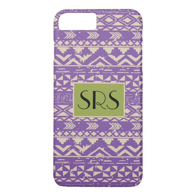 Capa Para iPhone, Case-Mate Monograma de Padrão de Grunge Roxo (Verso)