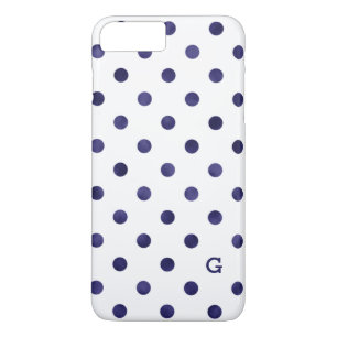 Capa Para iPhone Da Case-Mate Monograma de padrões de bolinhas brancas e azuis