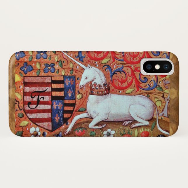 Capa Para iPhone, Case-Mate Monograma de Pergaminho Castanho da UNICORN (Verso (Horizontal))