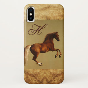 Capa Para iPhone X Monograma de Pergaminho de RED HORSE