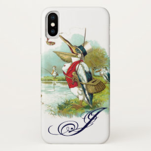 Capa Para iPhone X MONOGRAMA DE PESCA PELICAN, branco