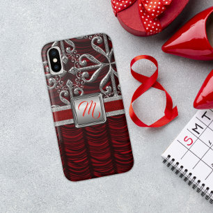 Capa Para iPhone Da Case-Mate Monograma de Prata Elegante Vermelha