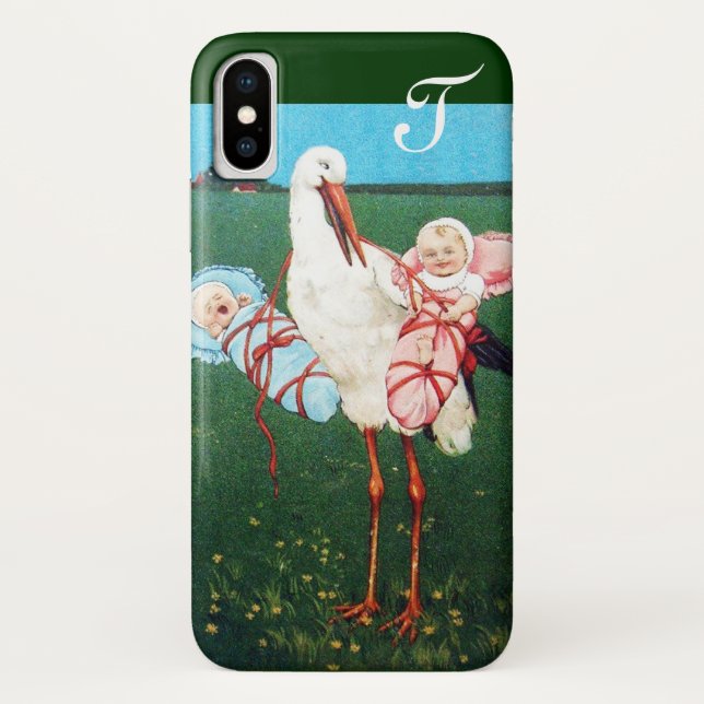 CAPA PARA iPhone, Case-Mate  MONOGRAMA DO CHÁ DE FRALDAS TWIN (Verso)