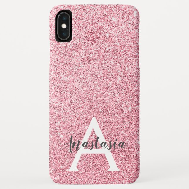 Capa Para iPhone, Case-Mate Monograma do Glitter Dourado com Rosa de Chic e Tr (Verso)