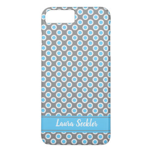 Capa Para iPhone Da Case-Mate Monograma do padrão bolinhas branco-azul