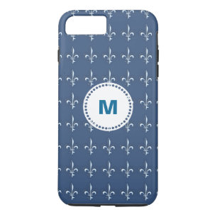 Capa Para iPhone Da Case-Mate Monograma do padrão das âncoras brancas azuis do