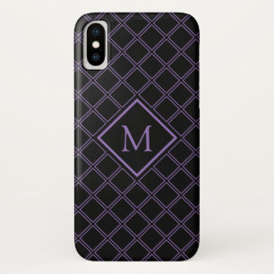 Capa Para iPhone Da Case-Mate Monograma do padrão de diamante preto e roxo
