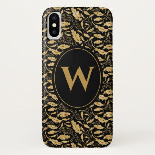 Capa Para iPhone Da Case-Mate Monograma do Padrão Folha Dourado Elegante Vintage