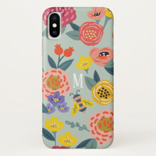 Capa Para iPhone Da Case-Mate Monograma do teste padrão das abelhas da folha do