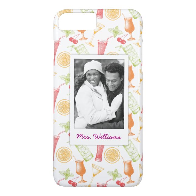 Capa Para iPhone, Case-Mate Monograma do teste padrão | do esboço do cocktail (Verso)