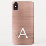 Capa Para iPhone Da Case-Mate Monograma Dourado de aço inoxidável rosa rosa rosa<br><div class="desc">Mala Dourada Rosa Rosa Rosa Rosa,  Magra E Sem Sano,  Monograma Elegante De Folha De Aço Ilegível. Esse caso pode ser personalizado para incluir seu nome inicial e próprio.</div>