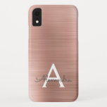 Capa Para iPhone Da Case-Mate Monograma Dourado de aço inoxidável rosa rosa rosa<br><div class="desc">Mala Dourada Rosa Rosa Rosa Rosa,  Magra E Sem Sano,  Monograma Elegante De Folha De Aço Ilegível. Esse caso pode ser personalizado para incluir seu nome inicial e próprio.</div>