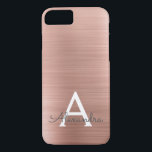 Capa iPhone 8/7 Monograma Dourado de aço inoxidável rosa rosa rosa<br><div class="desc">Mala Dourada Rosa Rosa Rosa Rosa,  Faux Stainless Steel Elegante Monograma. Esse caso pode ser personalizado para incluir seu nome inicial e próprio.</div>