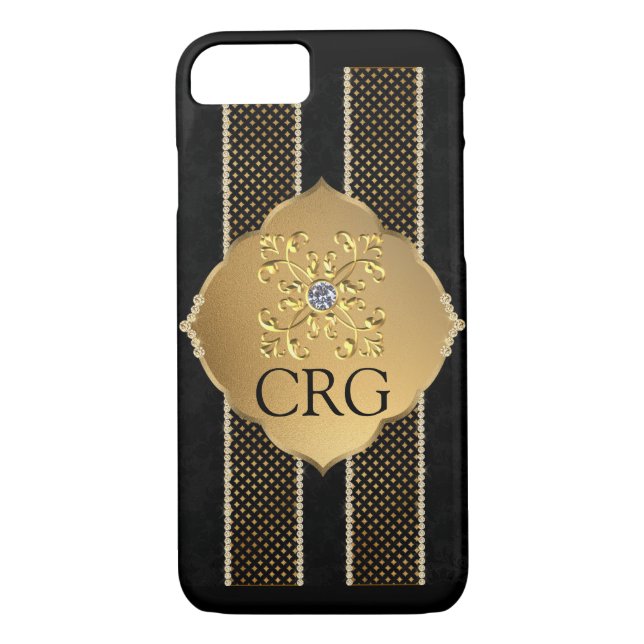 Capa Para iPhone, Case-Mate Monograma Dourado preto clássico (Verso)