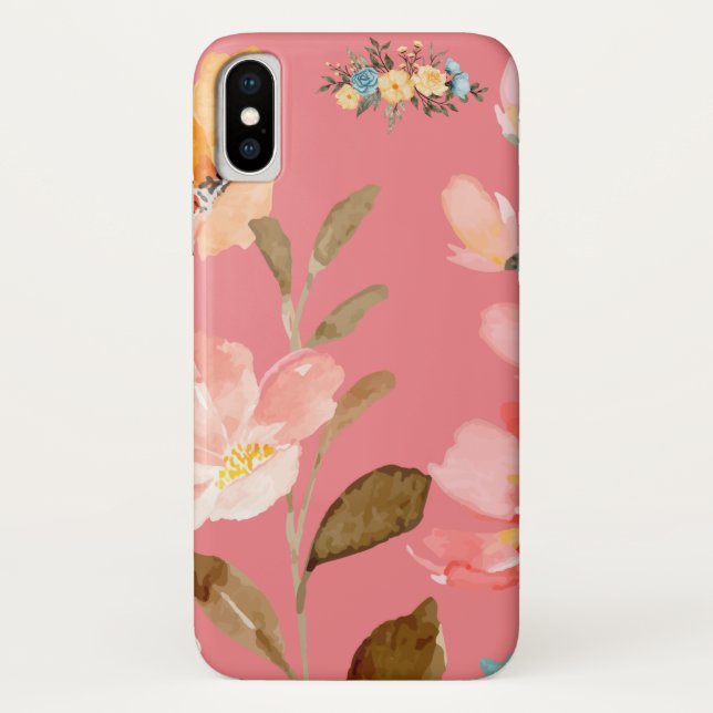 Capa Para iPhone, Case-Mate Monograma Elegante Cor de Água Rosa (Verso)