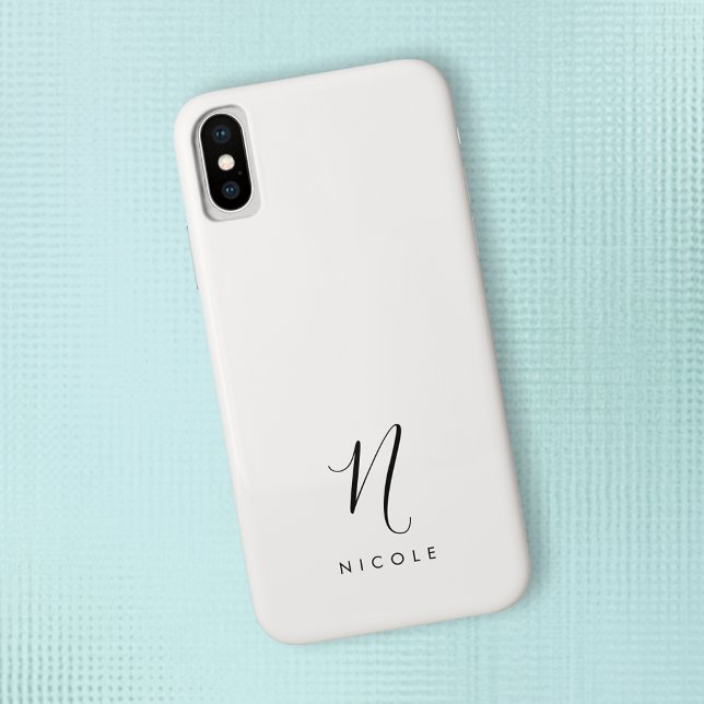 Capa Para iPhone, Case-Mate Monograma Elegante Preto e Branco (Criador carregado)