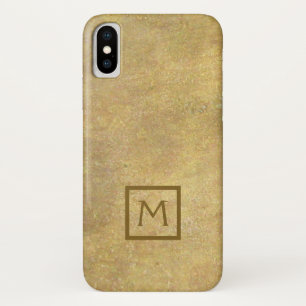 Capa Para iPhone Da Case-Mate Monograma em Simples latão de metal preto quadrado