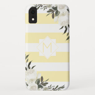 Capa Para iPhone Da Case-Mate Monograma Floral com Faixa Amarela com Rosas Branc