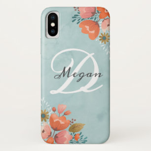 Capa Para iPhone Da Case-Mate Monograma Floral de Coral Rosa Elegante