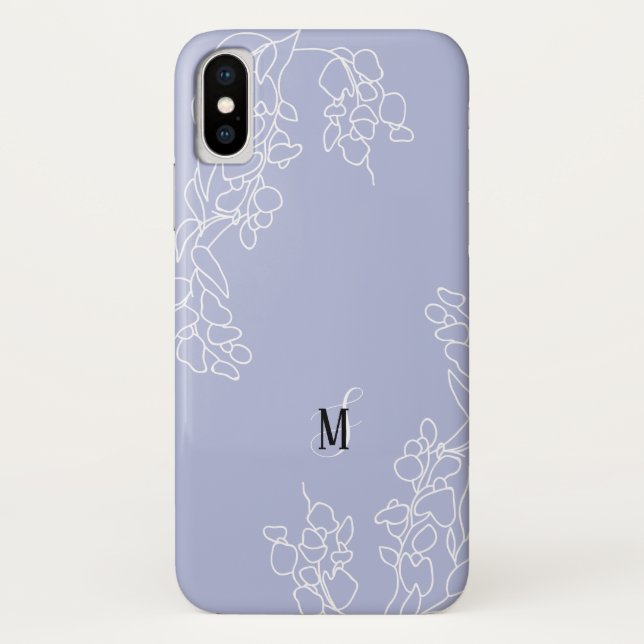 Capa Para iPhone, Case-Mate Monograma Floral de Wisteria Desenhada Mão (Verso)