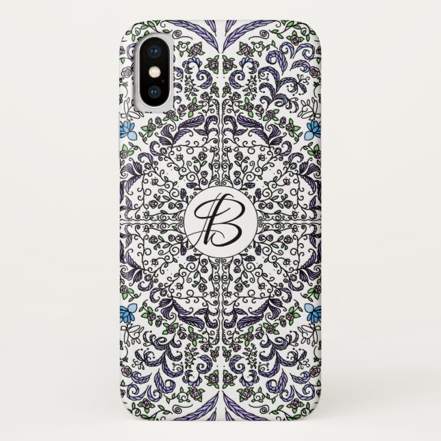 Capa Para iPhone, Case-Mate Monograma floral intricado boêmico (Verso)