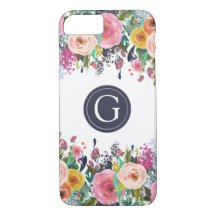 Monograma Floral Pintado iPhone 7 Caso
