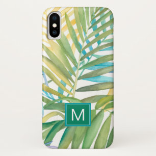 Capa Para iPhone X Monograma Folhas Tropicais De Palmeiras