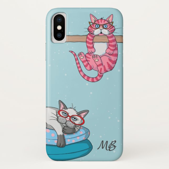 Capa Para iPhone, Case-Mate Monograma Gatos Caprichosos Modernos Tendência (Verso)