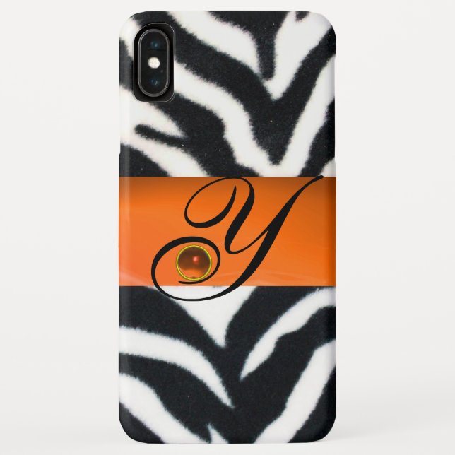 CAPA PARA iPhone, Case-Mate  MONOGRAMA GEM DE LARANJA AMARELO BRANCO NEGRO ZEBR (Verso)