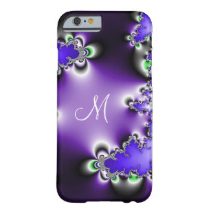 Capa Barely There Para iPhone 6 Monograma geométrico do Fractal do vintage roxo