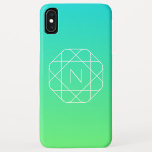 Capa Para iPhone Da Case-Mate Monograma Geométrico Legal Azul e Verde Lima Omb