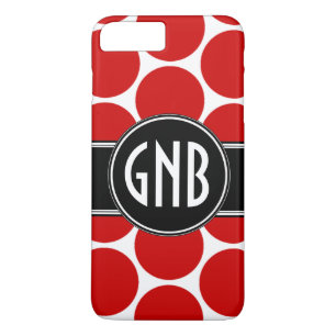 CAPA iPhone 8 PLUS/7 PLUS MONOGRAMA INICIA BOLINHAS VERMELHAS