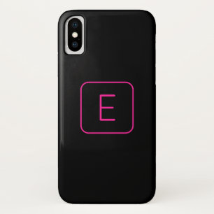 Capa Para iPhone Da Case-Mate Monograma inicial estilizado moderno   Rosa e Pret