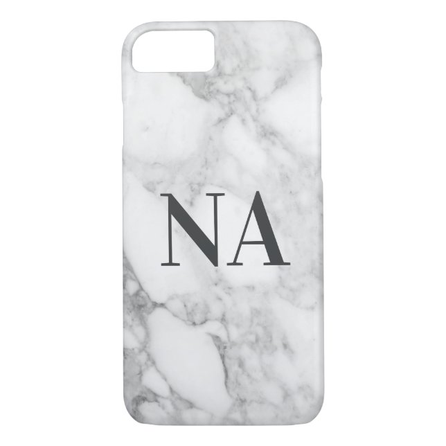 Capa Para iPhone, Case-Mate Monograma inicial personalizado marble (Verso)