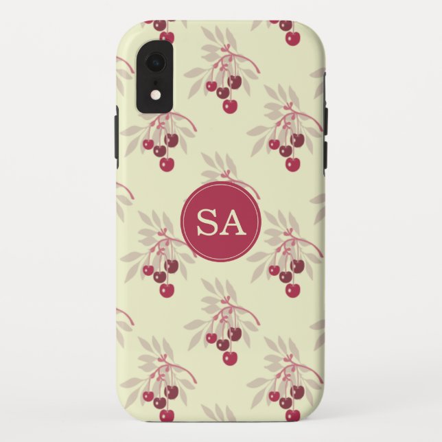 Capa Para iPhone, Case-Mate Monograma iPhone Vermelho Cereja Bonito (Verso)