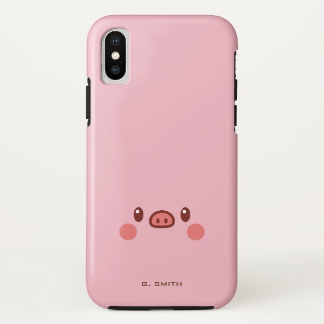 Capa Para iPhone, Case-Mate Monograma. Kawaii Cute Emoji Piggy. (Verso)
