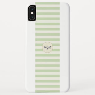 Capa Para iPhone Da Case-Mate Monograma Listrado Moderno em Verde Claro e Creme
