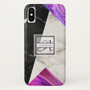 Capa Para iPhone Da Case-Mate Monograma Marble Preto Rosa, Rosa, Geométrico